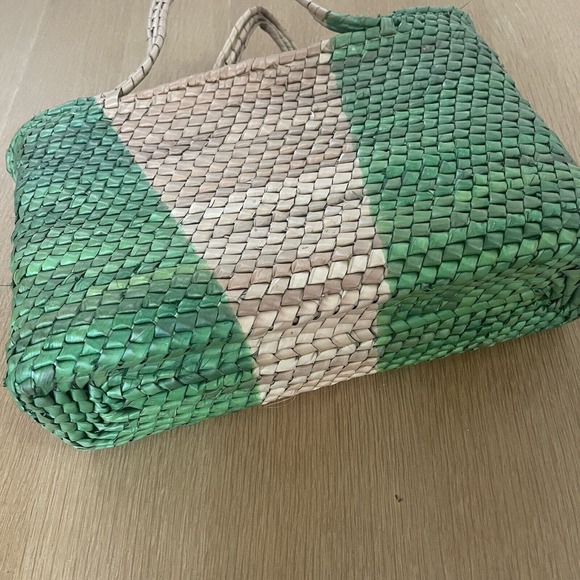 Mexico Palm Bright Floral Basket Weave Wicker Purse Bag - Picture 5 of 7